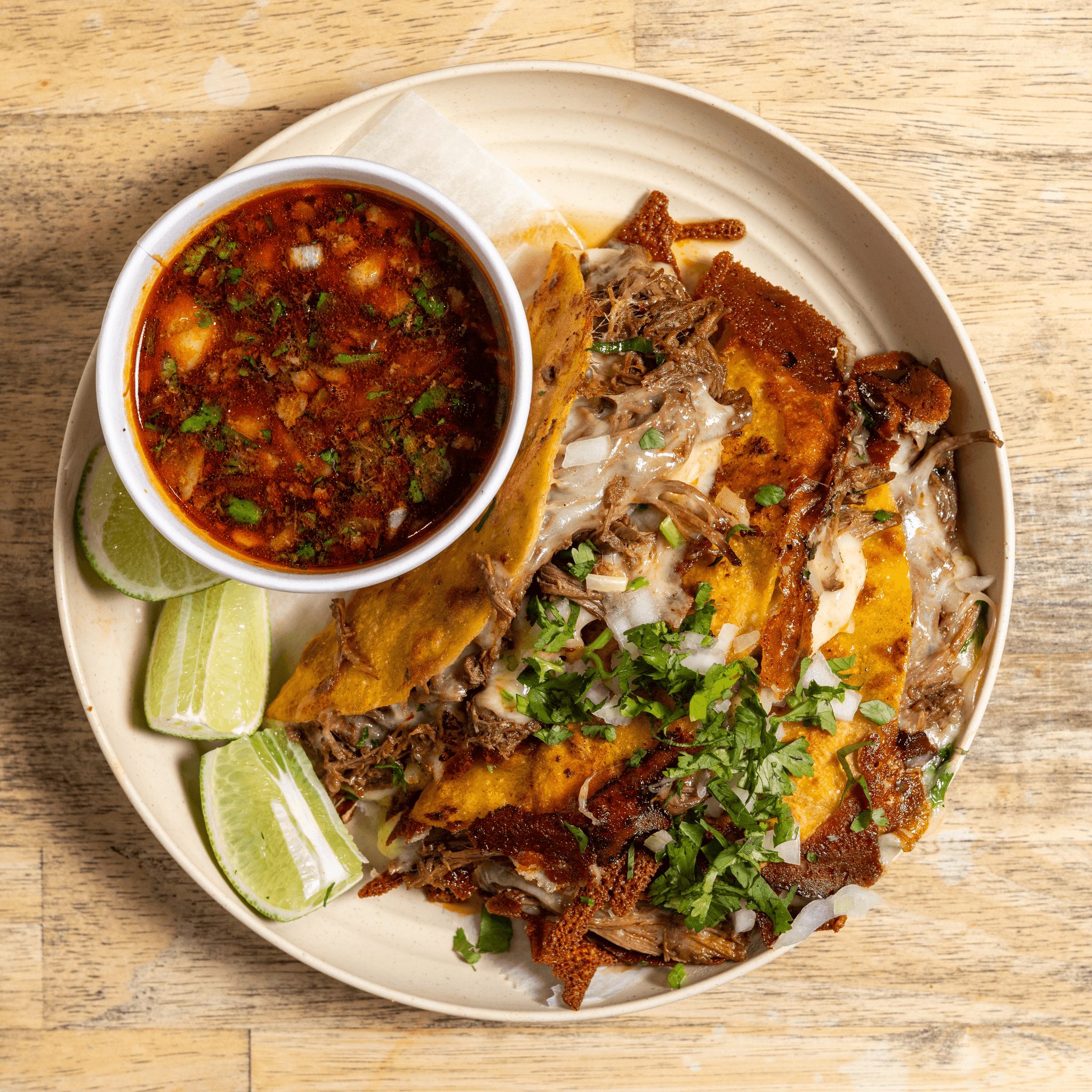 10 Birria Tacos Plus 12 oz of Birria Soup.