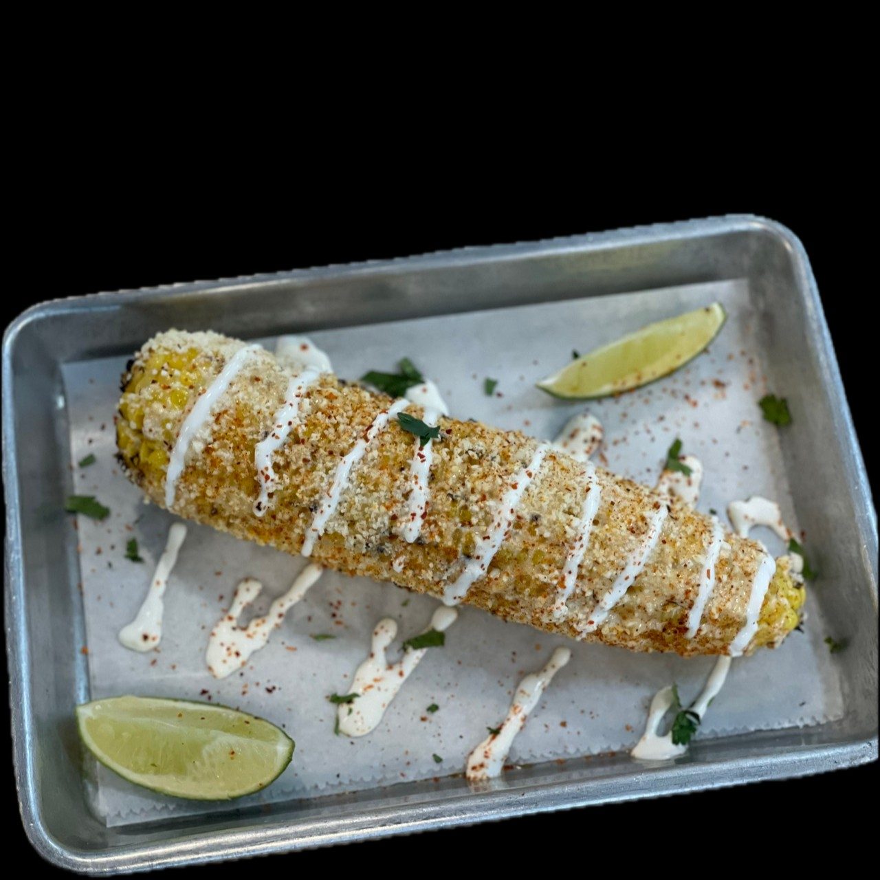Elotes Cut in Halves.